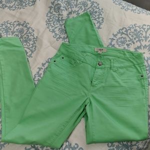 Green straight leg pants
